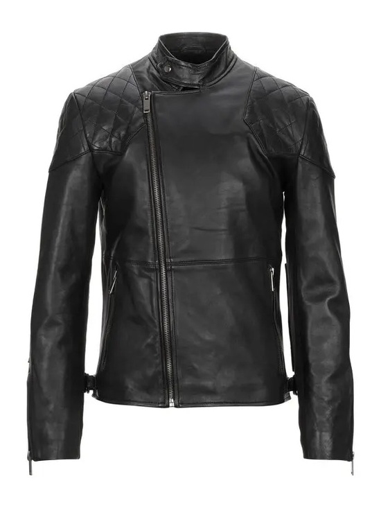 Bolongaro Trevor Other - Black Quilted Leather Moto Jacket - Size Large